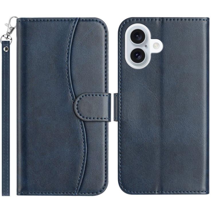 Dual-Folded S-shape Leather Phone Case, For iPhone Air, For iPhone 16 Pro Max, For iPhone 16 Pro, For iPhone 16 Plus