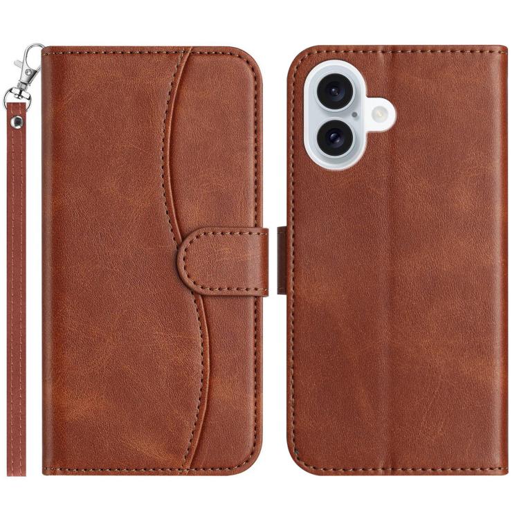 Dual-Folded S-shape Leather Phone Case, For iPhone 16, For iPhone 15 Pro Max, For iPhone 15 Pro, For iPhone 15 Plus
