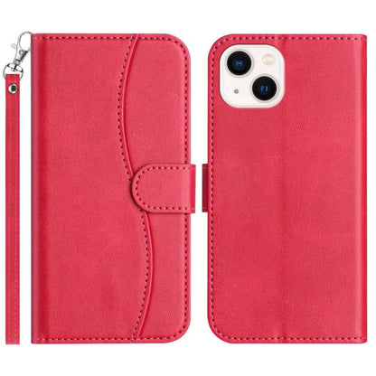 Dual-Folded S-shape Leather Phone Case, For iPhone 15, For iPhone 14 Plus, For iPhone 14, For iPhone 14 Pro