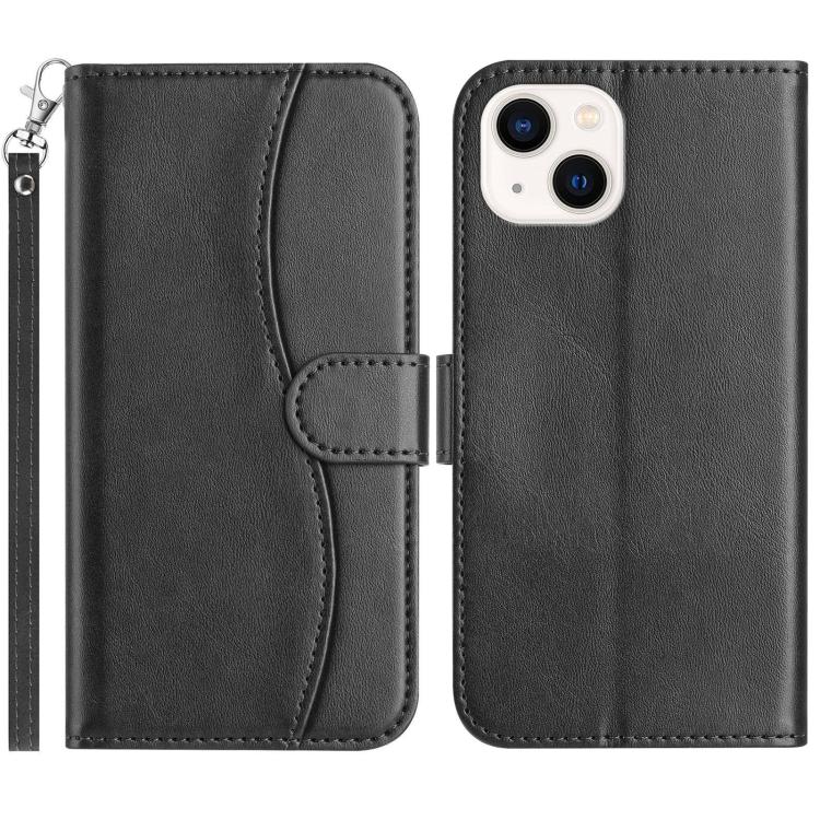 Dual-Folded S-shape Leather Phone Case, For iPhone 15, For iPhone 14 Plus, For iPhone 14, For iPhone 14 Pro