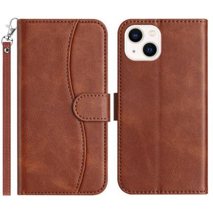 Dual-Folded S-shape Leather Phone Case, For iPhone 15, For iPhone 14 Plus, For iPhone 14, For iPhone 14 Pro