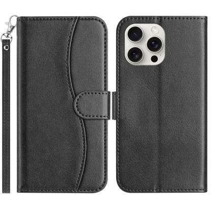 Dual-Folded S-shape Leather Phone Case, For iPhone 14 Pro Max, For iPhone 7 / 8 / SE 2022, For iPhone 13 Pro Max, For iPhone 13 Pro