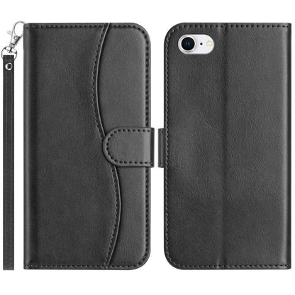 Dual-Folded S-shape Leather Phone Case, For iPhone 14 Pro Max, For iPhone 7 / 8 / SE 2022, For iPhone 13 Pro Max, For iPhone 13 Pro
