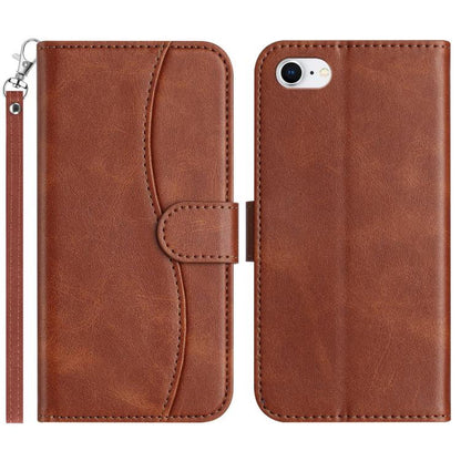 Dual-Folded S-shape Leather Phone Case, For iPhone 14 Pro Max, For iPhone 7 / 8 / SE 2022, For iPhone 13 Pro Max, For iPhone 13 Pro