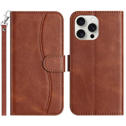 Dual-Folded S-shape Leather Phone Case, For iPhone 14 Pro Max, For iPhone 7 / 8 / SE 2022, For iPhone 13 Pro Max, For iPhone 13 Pro