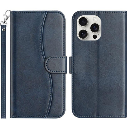 Dual-Folded S-shape Leather Phone Case, For iPhone 14 Pro Max, For iPhone 7 / 8 / SE 2022, For iPhone 13 Pro Max, For iPhone 13 Pro