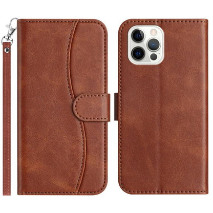 Dual-Folded S-shape Leather Phone Case, For iPhone 13, For iPhone 13 mini, For iPhone 12 / 12 Pro, For iPhone 12 Pro Max