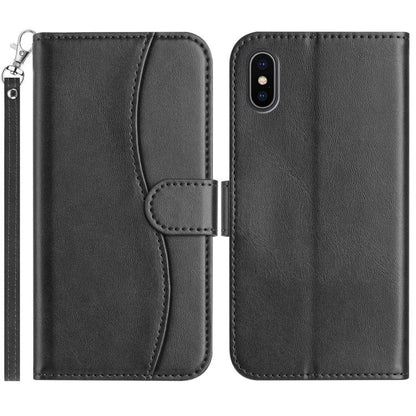 Dual-Folded S-shape Leather Phone Case, For iPhone X / XS, For iPhone XR, For iPhone XS Max, For iPhone 7 Plus / 8 Plus