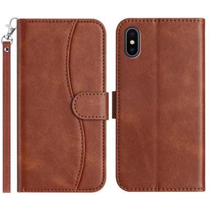 Dual-Folded S-shape Leather Phone Case, For iPhone X / XS, For iPhone XR, For iPhone XS Max, For iPhone 7 Plus / 8 Plus