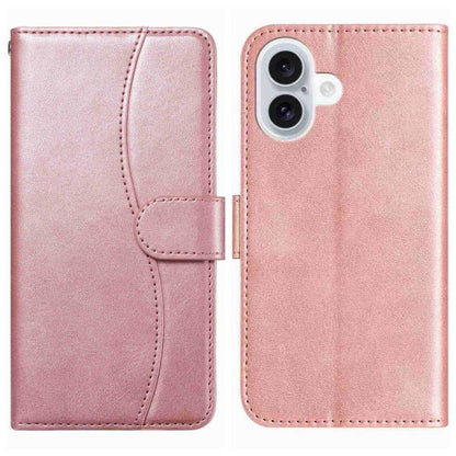 Dual-Folded S-shape Leather Phone Case, For iPhone 17e / 16e, For iPhone 17 Pro Max, For iPhone 17 Pro, For iPhone 17