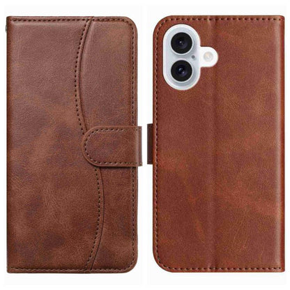 Dual-Folded S-shape Leather Phone Case, For iPhone 17e / 16e, For iPhone 17 Pro Max, For iPhone 17 Pro, For iPhone 17