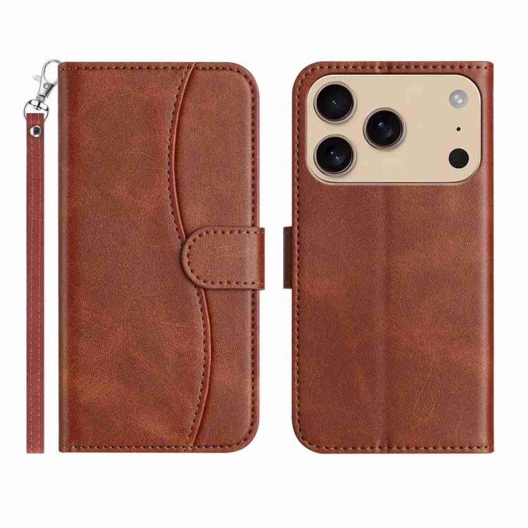 Dual-Folded S-shape Leather Phone Case, For iPhone 17e / 16e, For iPhone 17 Pro Max, For iPhone 17 Pro, For iPhone 17