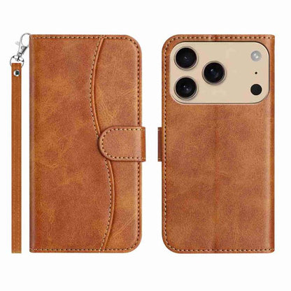 Dual-Folded S-shape Leather Phone Case, For iPhone 17e / 16e, For iPhone 17 Pro Max, For iPhone 17 Pro, For iPhone 17
