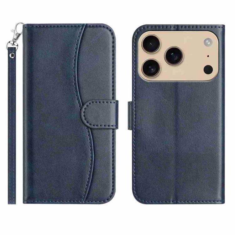 Dual-Folded S-shape Leather Phone Case, For iPhone 17e / 16e, For iPhone 17 Pro Max, For iPhone 17 Pro, For iPhone 17