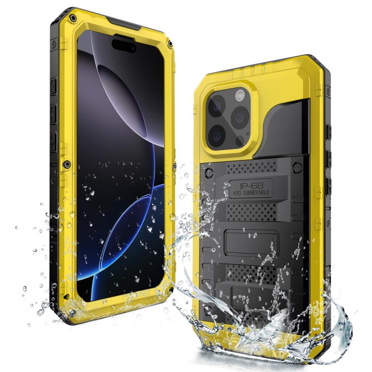 Four-proof Metal Hybrid Silicone Phone Case, For iPhone 17e / 16e, For iPhone 16 Pro Max, For iPhone 16 Pro, For iPhone 16 Plus, For iPhone 16, For iPhone 15 Pro Max, For iPhone 15 Pro, For iPhone 15 Plus