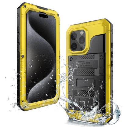 Four-proof Metal Hybrid Silicone Phone Case, For iPhone 17e / 16e, For iPhone 16 Pro Max, For iPhone 16 Pro, For iPhone 16 Plus, For iPhone 16, For iPhone 15 Pro Max, For iPhone 15 Pro, For iPhone 15 Plus
