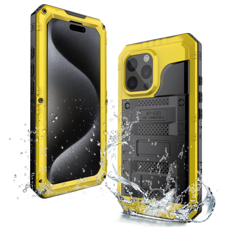 Four-proof Metal Hybrid Silicone Phone Case, For iPhone 17e / 16e, For iPhone 16 Pro Max, For iPhone 16 Pro, For iPhone 16 Plus, For iPhone 16, For iPhone 15 Pro Max, For iPhone 15 Pro, For iPhone 15 Plus