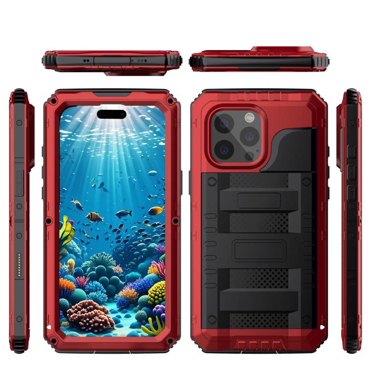 Four-proof Metal Hybrid Silicone Phone Case, For iPhone 15