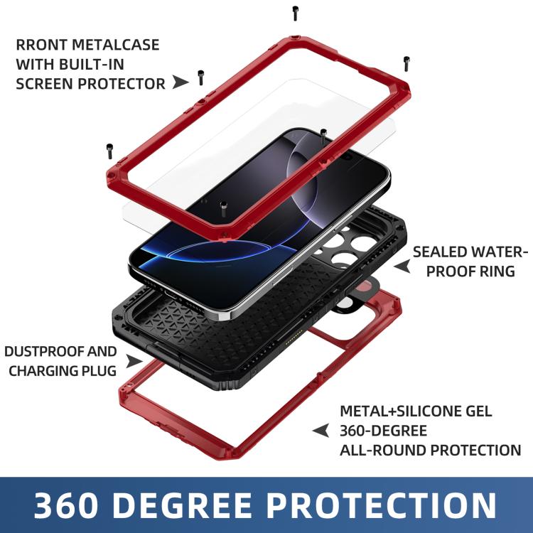 Four-proof Metal Hybrid Silicone Phone Case, For iPhone 15
