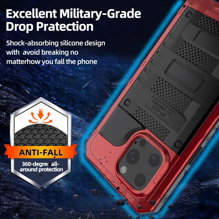 Four-proof Metal Hybrid Silicone Phone Case, For iPhone 15