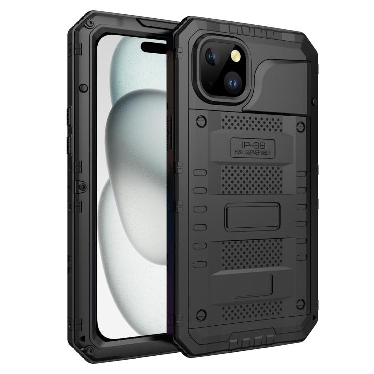 Four-proof Metal Hybrid Silicone Phone Case, For iPhone 15