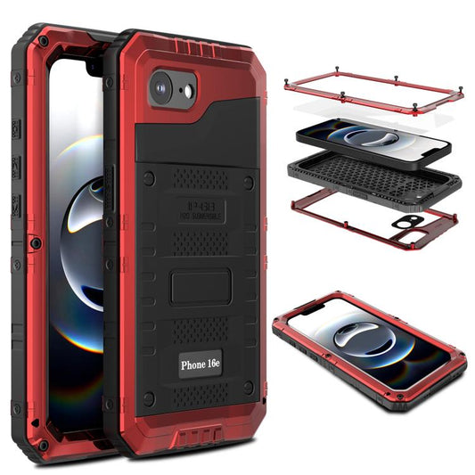 Four-proof Metal Hybrid Silicone Phone Case, For iPhone 17e / 16e, For iPhone 16 Pro Max, For iPhone 16 Pro, For iPhone 16 Plus, For iPhone 16, For iPhone 15 Pro Max, For iPhone 15 Pro, For iPhone 15 Plus