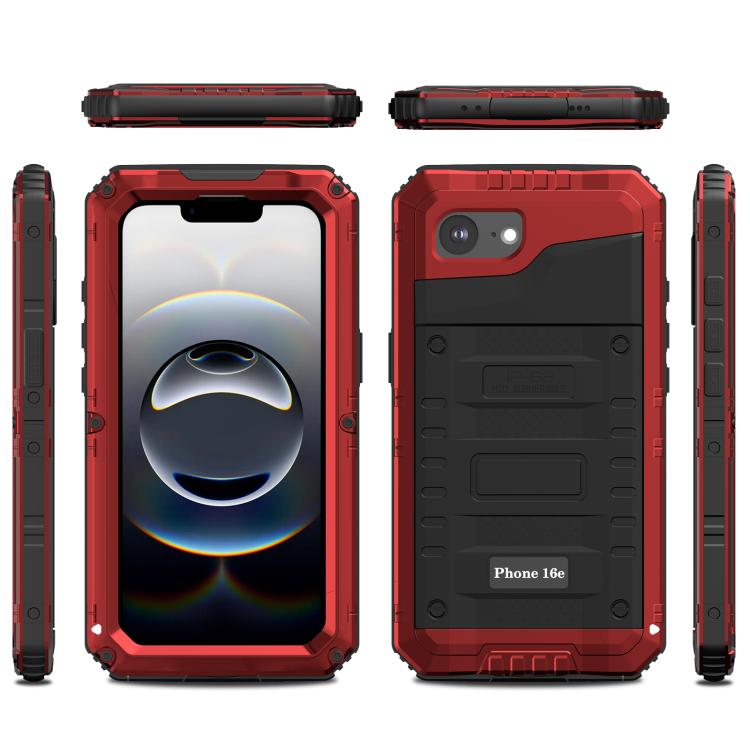 Four-proof Metal Hybrid Silicone Phone Case, For iPhone 17e / 16e, For iPhone 16 Pro Max, For iPhone 16 Pro, For iPhone 16 Plus, For iPhone 16, For iPhone 15 Pro Max, For iPhone 15 Pro, For iPhone 15 Plus