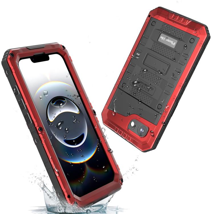 Four-proof Metal Hybrid Silicone Phone Case, For iPhone 17e / 16e, For iPhone 16 Pro Max, For iPhone 16 Pro, For iPhone 16 Plus, For iPhone 16, For iPhone 15 Pro Max, For iPhone 15 Pro, For iPhone 15 Plus