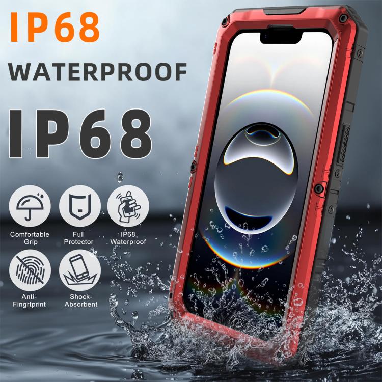 Four-proof Metal Hybrid Silicone Phone Case, For iPhone 17e / 16e, For iPhone 16 Pro Max, For iPhone 16 Pro, For iPhone 16 Plus, For iPhone 16, For iPhone 15 Pro Max, For iPhone 15 Pro, For iPhone 15 Plus