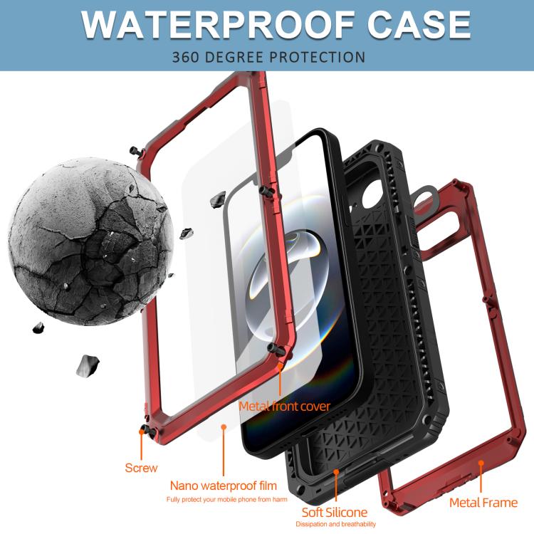 Four-proof Metal Hybrid Silicone Phone Case, For iPhone 17e / 16e, For iPhone 16 Pro Max, For iPhone 16 Pro, For iPhone 16 Plus, For iPhone 16, For iPhone 15 Pro Max, For iPhone 15 Pro, For iPhone 15 Plus