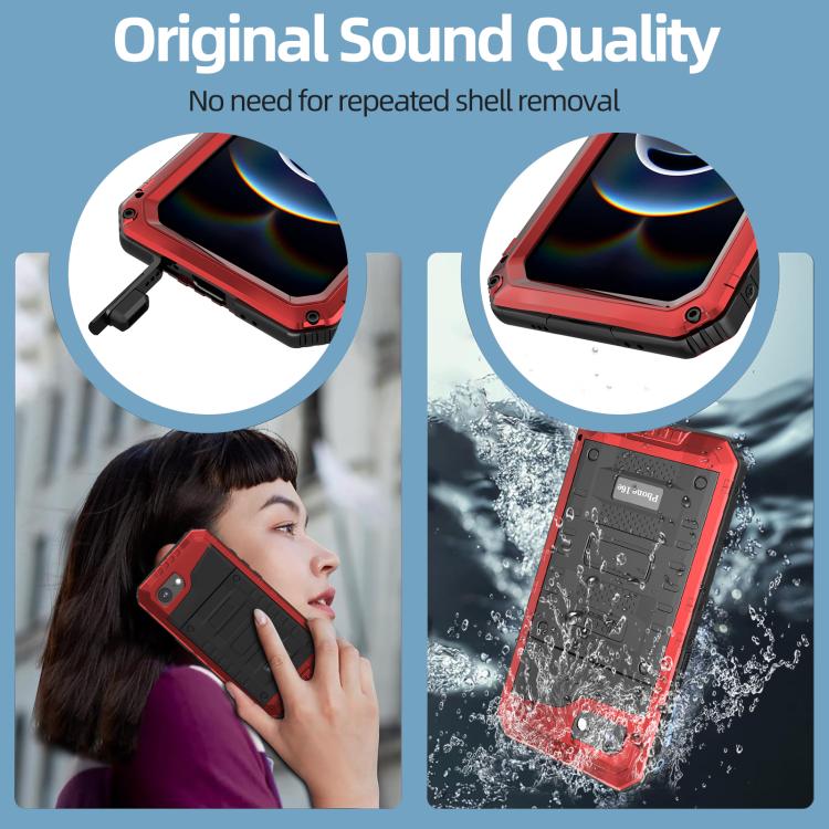 Four-proof Metal Hybrid Silicone Phone Case, For iPhone 17e / 16e, For iPhone 16 Pro Max, For iPhone 16 Pro, For iPhone 16 Plus, For iPhone 16, For iPhone 15 Pro Max, For iPhone 15 Pro, For iPhone 15 Plus