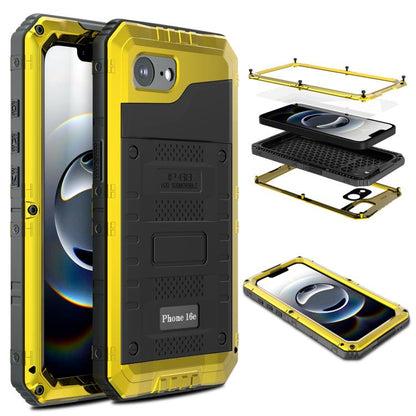 Four-proof Metal Hybrid Silicone Phone Case, For iPhone 17e / 16e, For iPhone 16 Pro Max, For iPhone 16 Pro, For iPhone 16 Plus, For iPhone 16, For iPhone 15 Pro Max, For iPhone 15 Pro, For iPhone 15 Plus