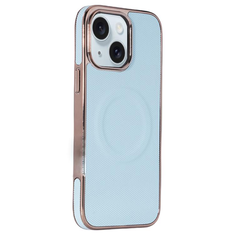 Electroplating Soft Side Sticker Leather MagSafe Phone Case, For iPhone 15, For iPhone 14 Plus, For iPhone 14, For iPhone 14 Pro