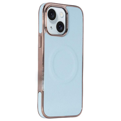 Electroplating Soft Side Sticker Leather MagSafe Phone Case, For iPhone 15, For iPhone 14 Plus, For iPhone 14, For iPhone 14 Pro