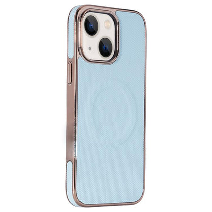 Electroplating Soft Side Sticker Leather MagSafe Phone Case, For iPhone 15, For iPhone 14 Plus, For iPhone 14, For iPhone 14 Pro