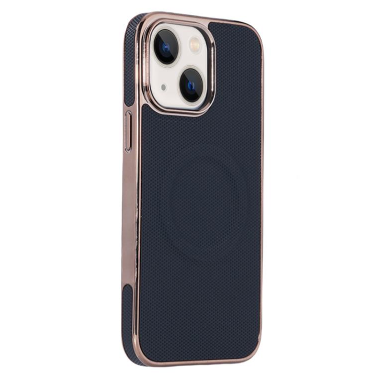 Electroplating Soft Side Sticker Leather MagSafe Phone Case, For iPhone 15, For iPhone 14 Plus, For iPhone 14, For iPhone 14 Pro