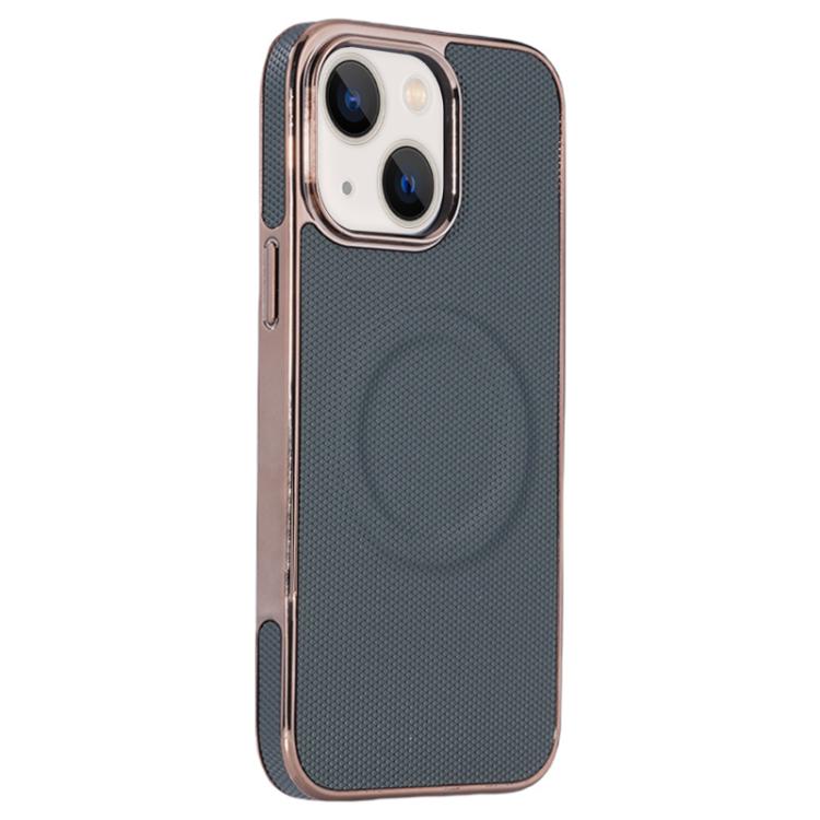 Electroplating Soft Side Sticker Leather MagSafe Phone Case, For iPhone 15, For iPhone 14 Plus, For iPhone 14, For iPhone 14 Pro