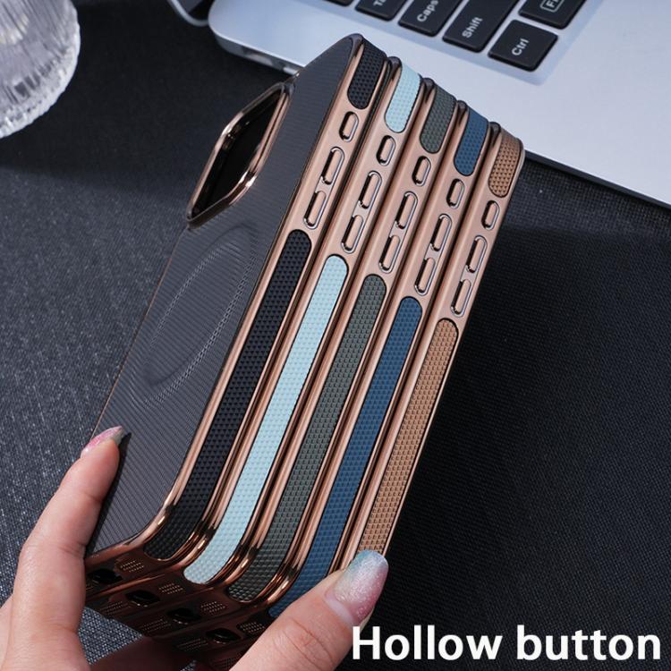 Electroplating Soft Side Sticker Leather MagSafe Phone Case, For iPhone 15, For iPhone 14 Plus, For iPhone 14, For iPhone 14 Pro