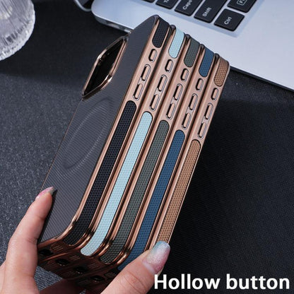 Electroplating Soft Side Sticker Leather MagSafe Phone Case, For iPhone 15, For iPhone 14 Plus, For iPhone 14, For iPhone 14 Pro