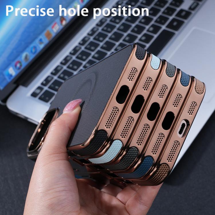 Electroplating Soft Side Sticker Leather MagSafe Phone Case, For iPhone 15, For iPhone 14 Plus, For iPhone 14, For iPhone 14 Pro