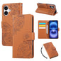 Rose Flower Embossed 3-Card Slots Leather Phone Case, For iPhone Air, For iPhone 16 Pro Max, For iPhone 16 Pro, For iPhone 16 Plus