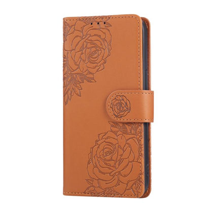 Rose Flower Embossed 3-Card Slots Leather Phone Case, For iPhone 16e, For iPhone 16 Pro Max, For iPhone 16 Pro, For iPhone 16 Plus