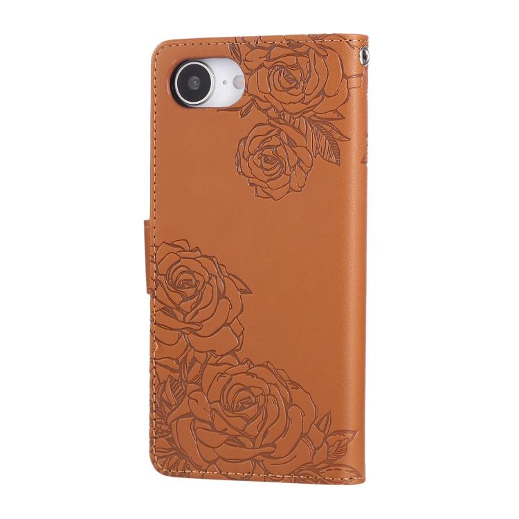 Rose Flower Embossed 3-Card Slots Leather Phone Case, For iPhone 17e / 16e, For iPhone 17 Pro Max, For iPhone 17 Pro, For iPhone 17