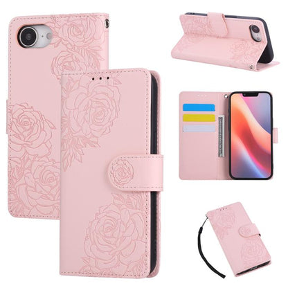 Rose Flower Embossed 3-Card Slots Leather Phone Case, For iPhone 18 / 17, For iPhone 18 Pro / 17 Pro, For iPhone 18 Pro Max / 17 Pro Max, For iPhone 17e / 16e