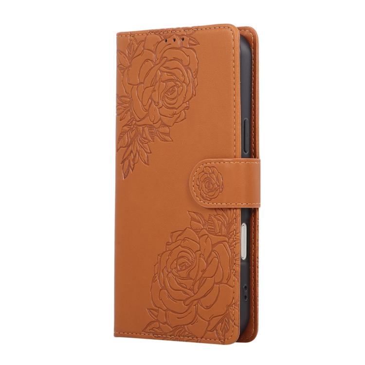 Rose Flower Embossed 3-Card Slots Leather Phone Case, For iPhone 17 Pro Max, For iPhone 17 Pro, For iPhone 17, For iPhone Air