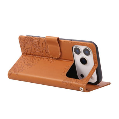 Rose Flower Embossed 3-Card Slots Leather Phone Case, For iPhone 17 Pro Max, For iPhone 17 Pro, For iPhone 17, For iPhone Air