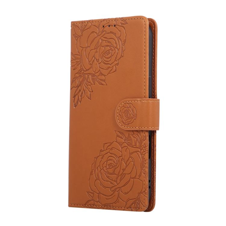 Rose Flower Embossed 3-Card Slots Leather Phone Case, For iPhone Air, For iPhone 16 Pro Max, For iPhone 16 Pro, For iPhone 16 Plus