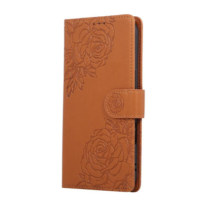 Rose Flower Embossed 3-Card Slots Leather Phone Case, For iPhone Air, For iPhone 16 Pro Max, For iPhone 16 Pro, For iPhone 16 Plus