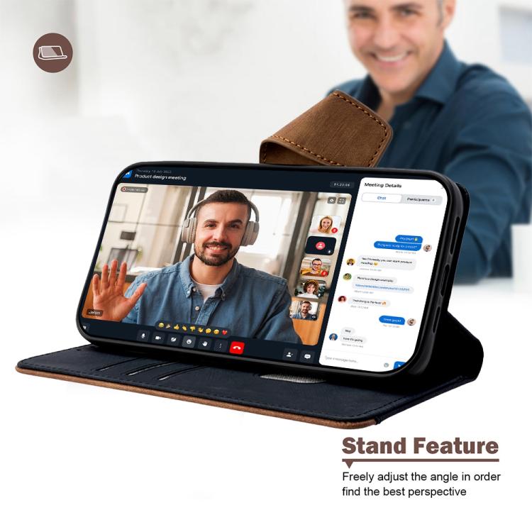 Color Stitching Skin Feel Leather RFID Blocking Phone Case, For iPhone 11 Pro