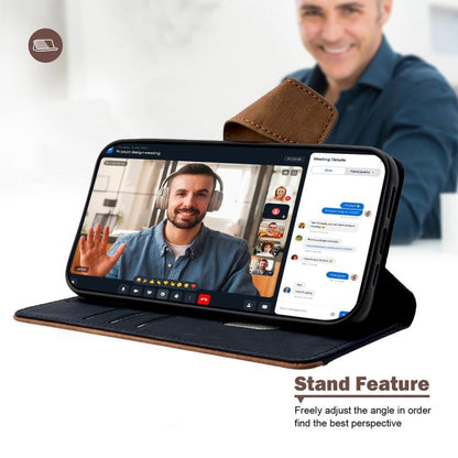 Color Stitching Skin Feel Leather RFID Blocking Phone Case, For iPhone 11 Pro